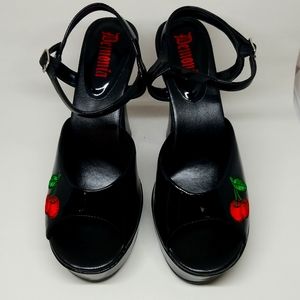Demonia Black Patent Platform Sandal